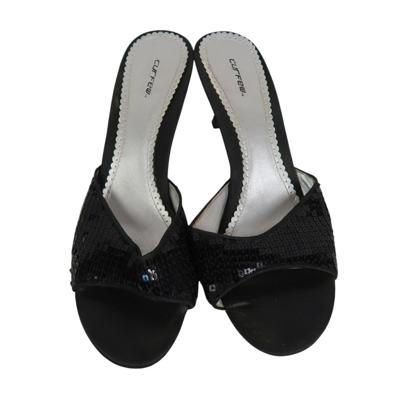 Vintage Curfew Black Sequin Embellished Open Toe Mule