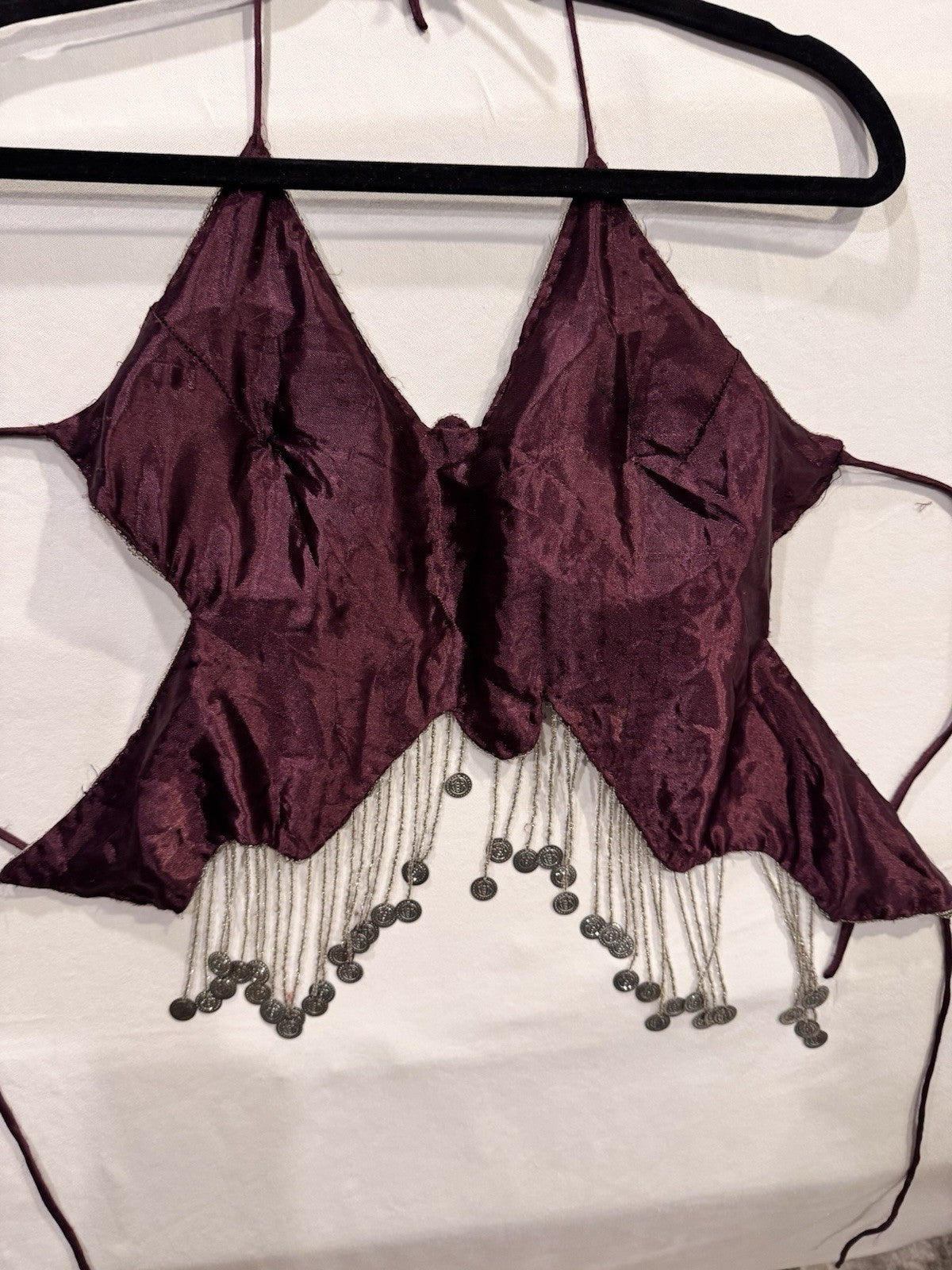 Vintage Y2K Beaded Butterfly Halter Top and Skirt Set