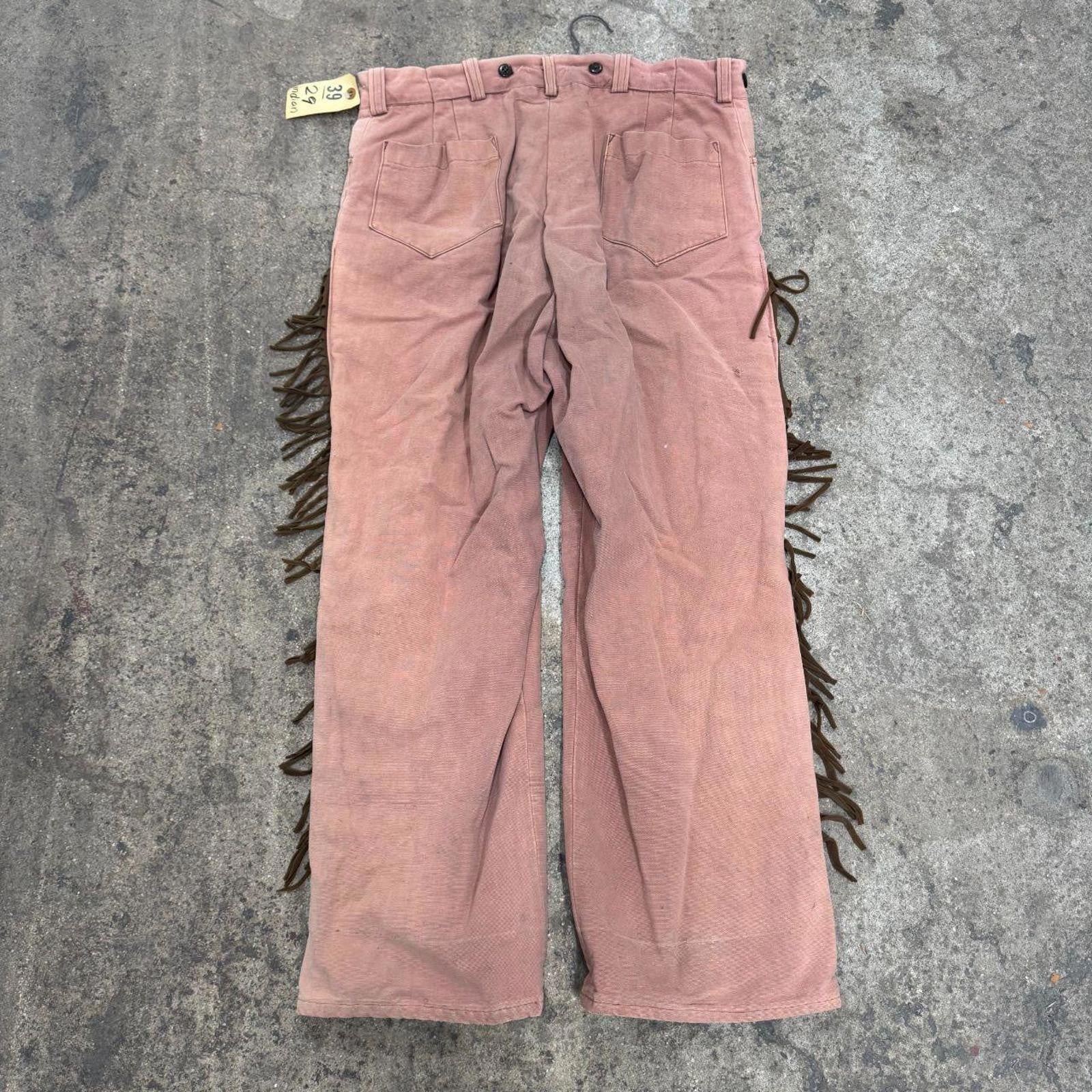 Vintage 1940s Western Fringed Trousers Faded