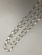 Victorian Silver Natural Moonstone Necklace /Guard  Chain 28g 122cm DLZX