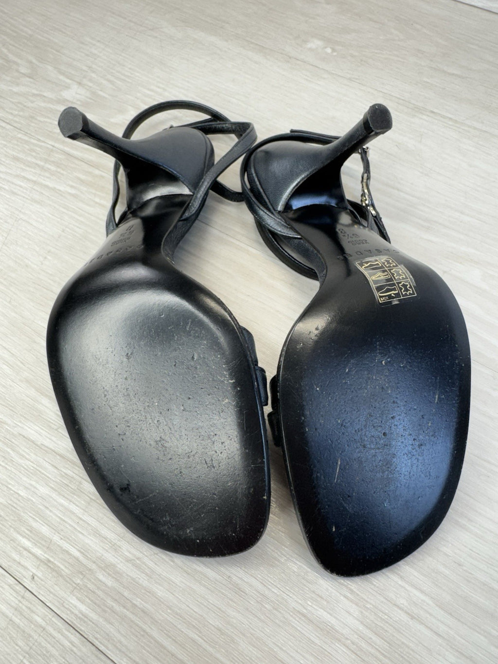 Vintage Casadei Black Leather Strappy Rhinestone Heel - Women's Size 6.5
