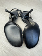 Vintage Casadei Black Leather Strappy Rhinestone Heel - Women's Size 6.5