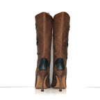 Dior Fall 2000 Galliano Vintage Floral Cutout Laceup Western Heeled Boots 37
