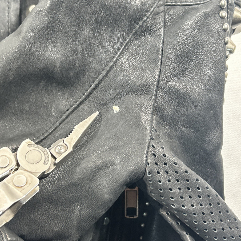 Double D Ranch Angels on Horseback Biker Jacket Black Leather Medium