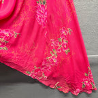 Vintage Pink Floral Beaded Cowl Neck Maxi Dress