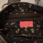 Betsey Johnson Brown Leather Studded Hobo Bag Medium