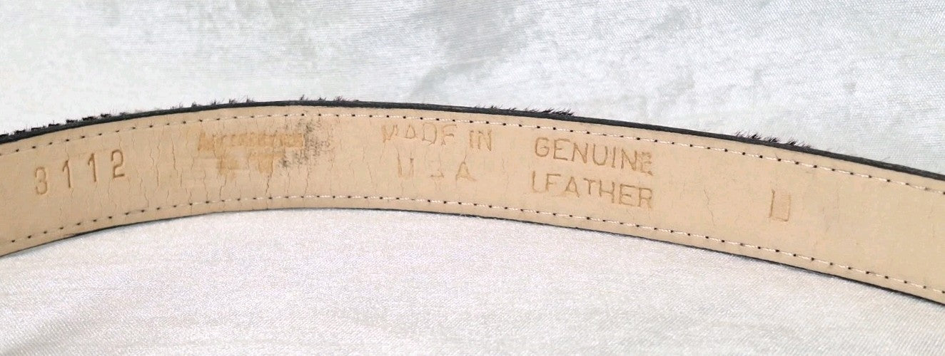 VTG Genuine Leather Calf Hair-On-Hide Metal Link & Toggle Hip Belt Zebra Pattern