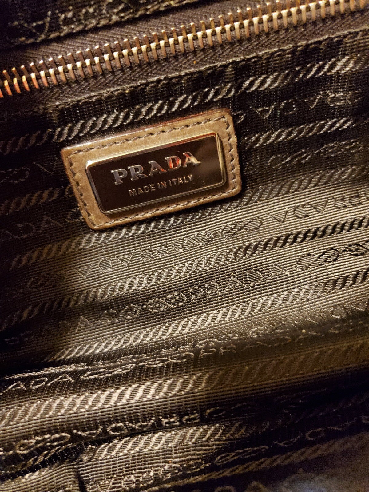 Prada Beige Brown Ombre Glace Medium Wristlet