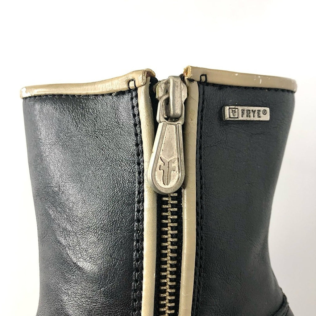 NEW Vintage Frye Villager Double Zipper Leather Platform Ankle Boots 6.5