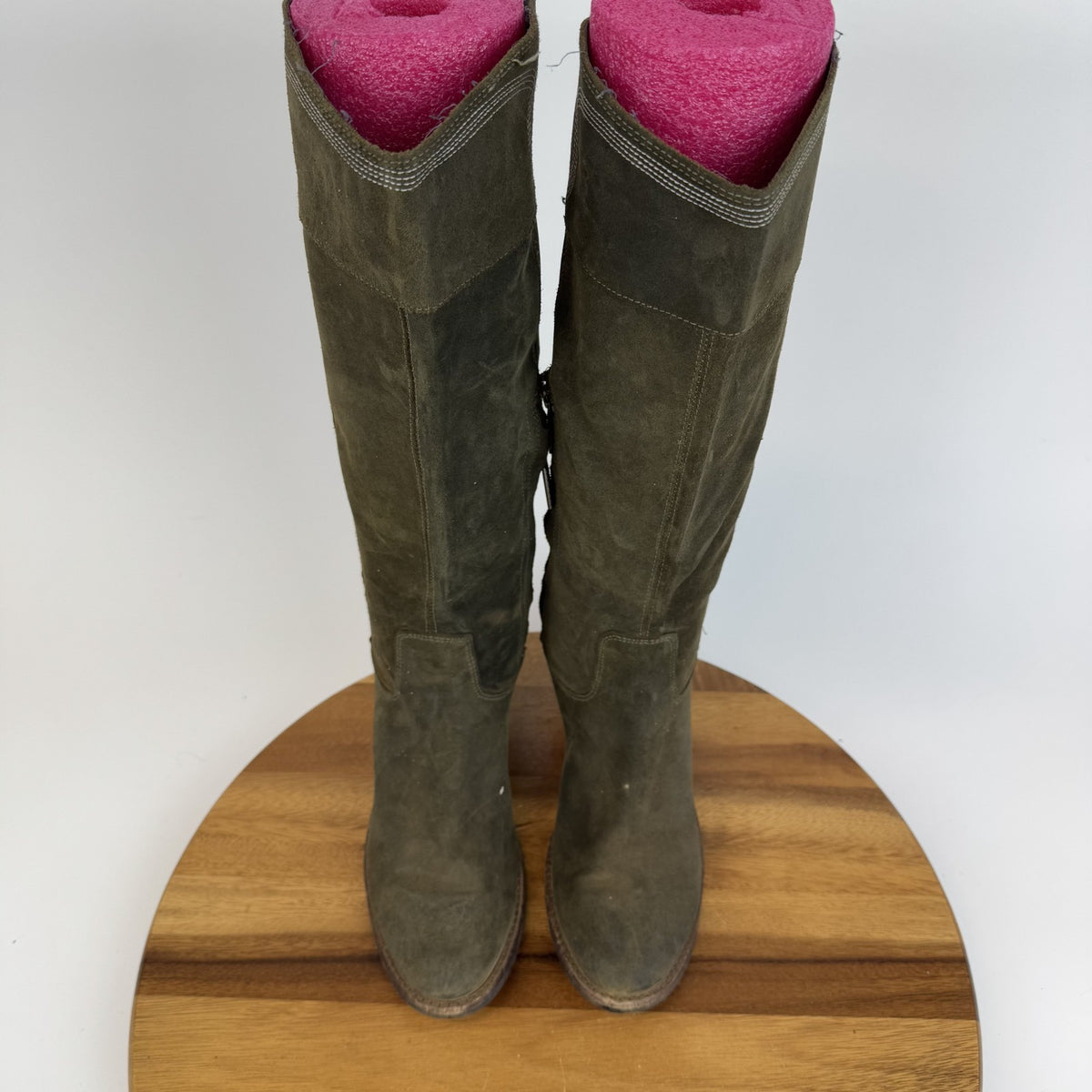 Donald Pliner Willi Green Suede Knee High Heeled Riding Boots Size 7.5