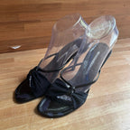 Vintage Donald J. Pliner Black Mesh Bow Kitten Heels