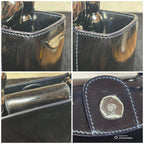 Auth Christian Dior Vintage 1999 Malice Pearl Bag Black Patent Leather Gunmetal