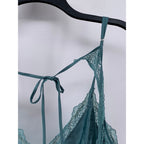 VICTORIA'S SECRET Women's Blue Lace-Trim V-Neck Sleep Gown SZ S