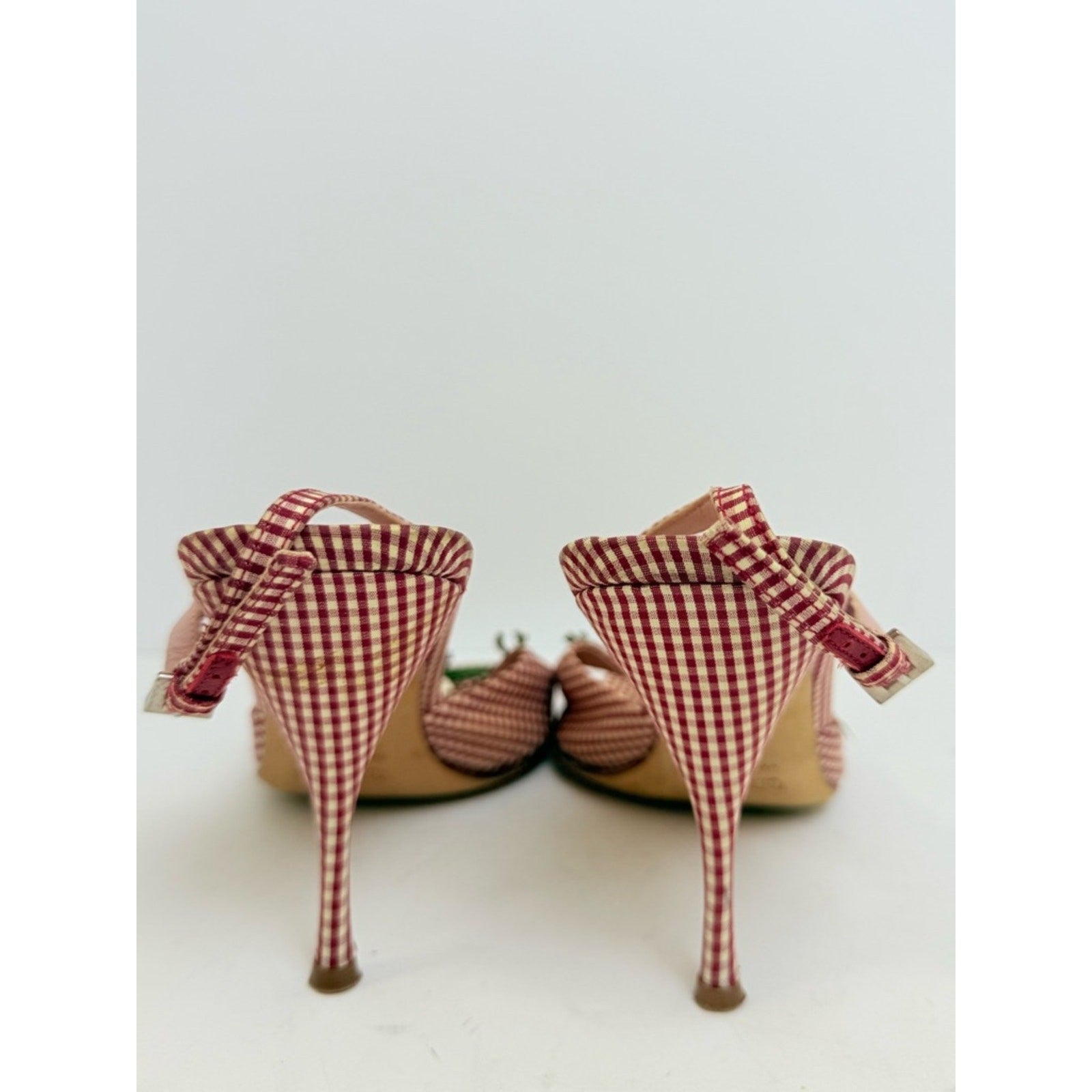 Vintage Prada 2000's Gingham Floral Slingback Heels
