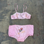 1940s Embroidered Lingerie Set Pink