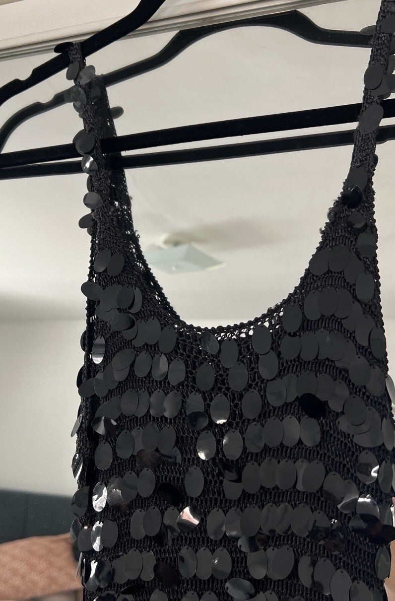 Vintage Black Embellished Showgirl Dress