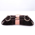 GUCCI GG Velvet Horsebit Gold Chain Shoulder Bag 131471 205118 Auth #57544A