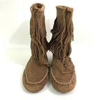Minnetonka Size 9 Women’s Double Fringe Suede Chestnut Brown Boots