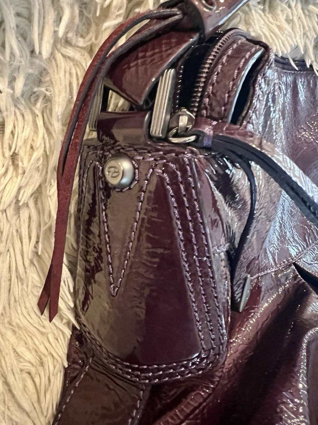 Francesco Biasia Purple Patent Leather Shoulder Bag