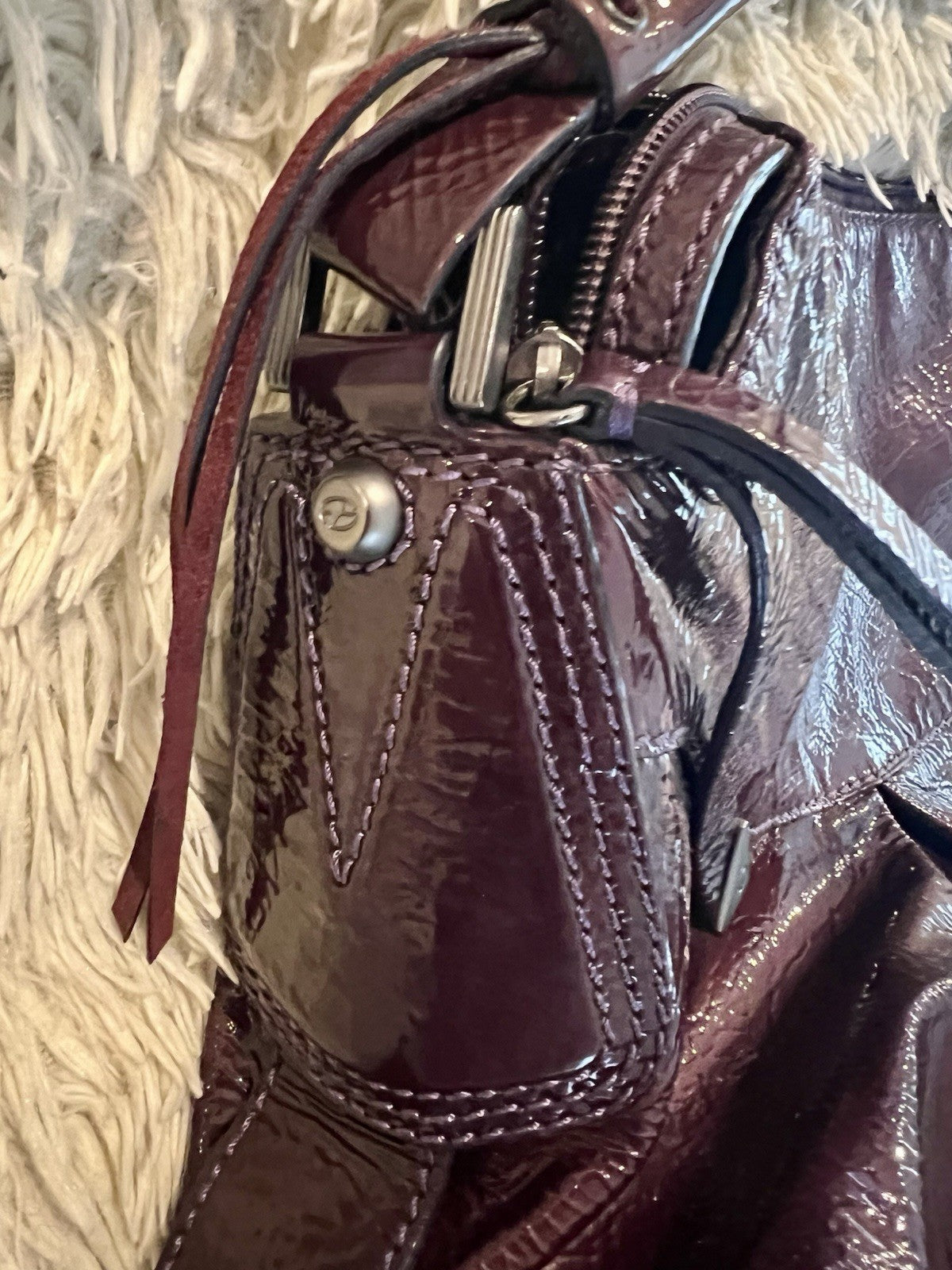 Francesco Biasia Purple Patent Leather Shoulder Bag