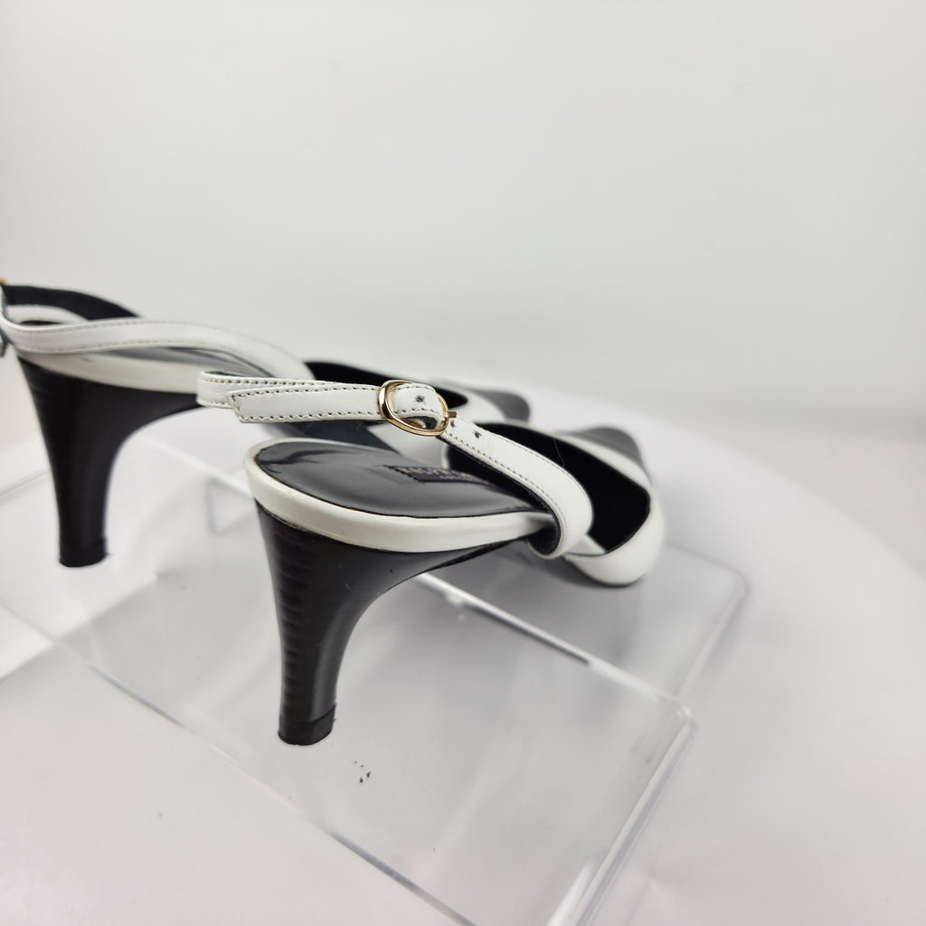 Ralph Lauren Collection Y2K Black and White Cap Toe Slingback Pumps Size 5.5B