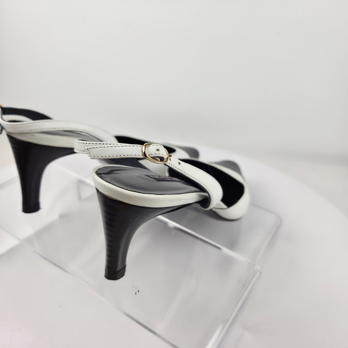 Ralph Lauren Collection Y2K Black and White Cap Toe Slingback Pumps Size 5.5B
