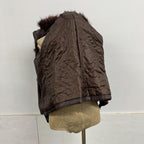 Vintage Y2K Chocolate Leather and Fox Fur Moto Vest