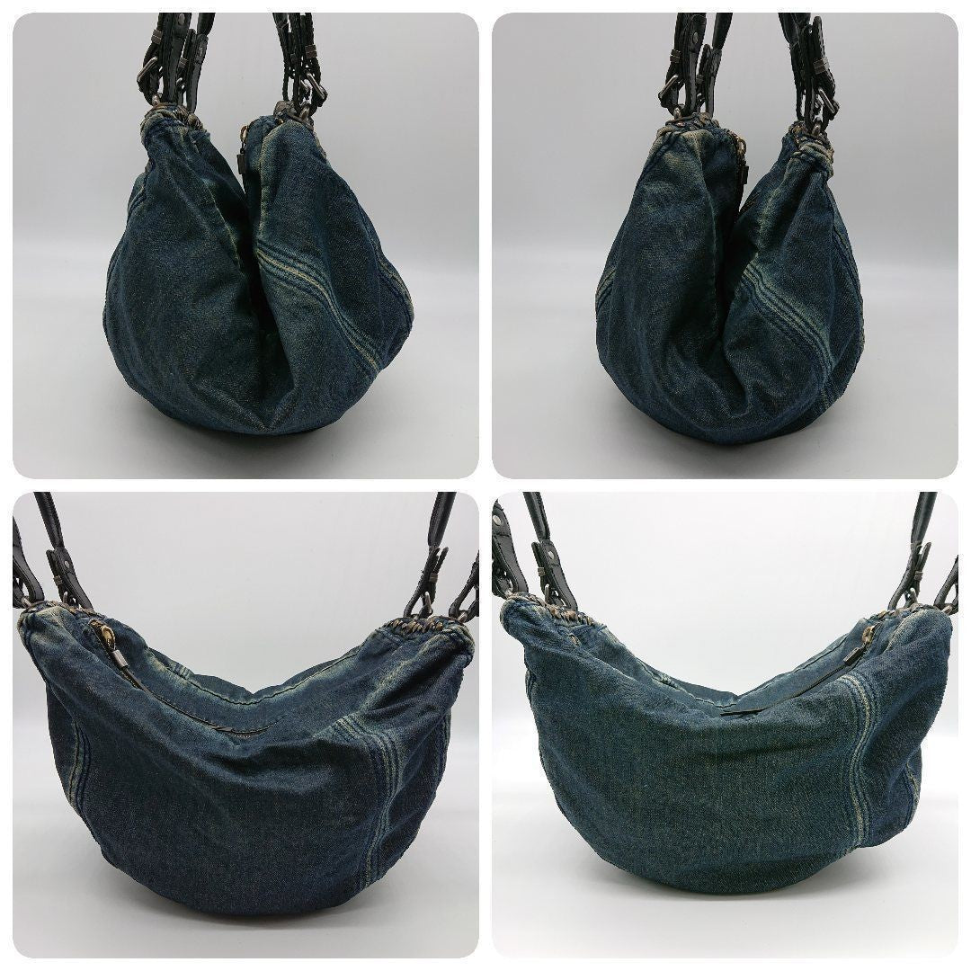 Diesel Divina Studded Denim Tote Bag Blue Red Y2K