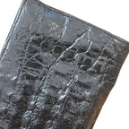 Nancy Gonzalez Black Slim Envelope Clutch Pouch Evening Bag Tassel Zip Crocodile