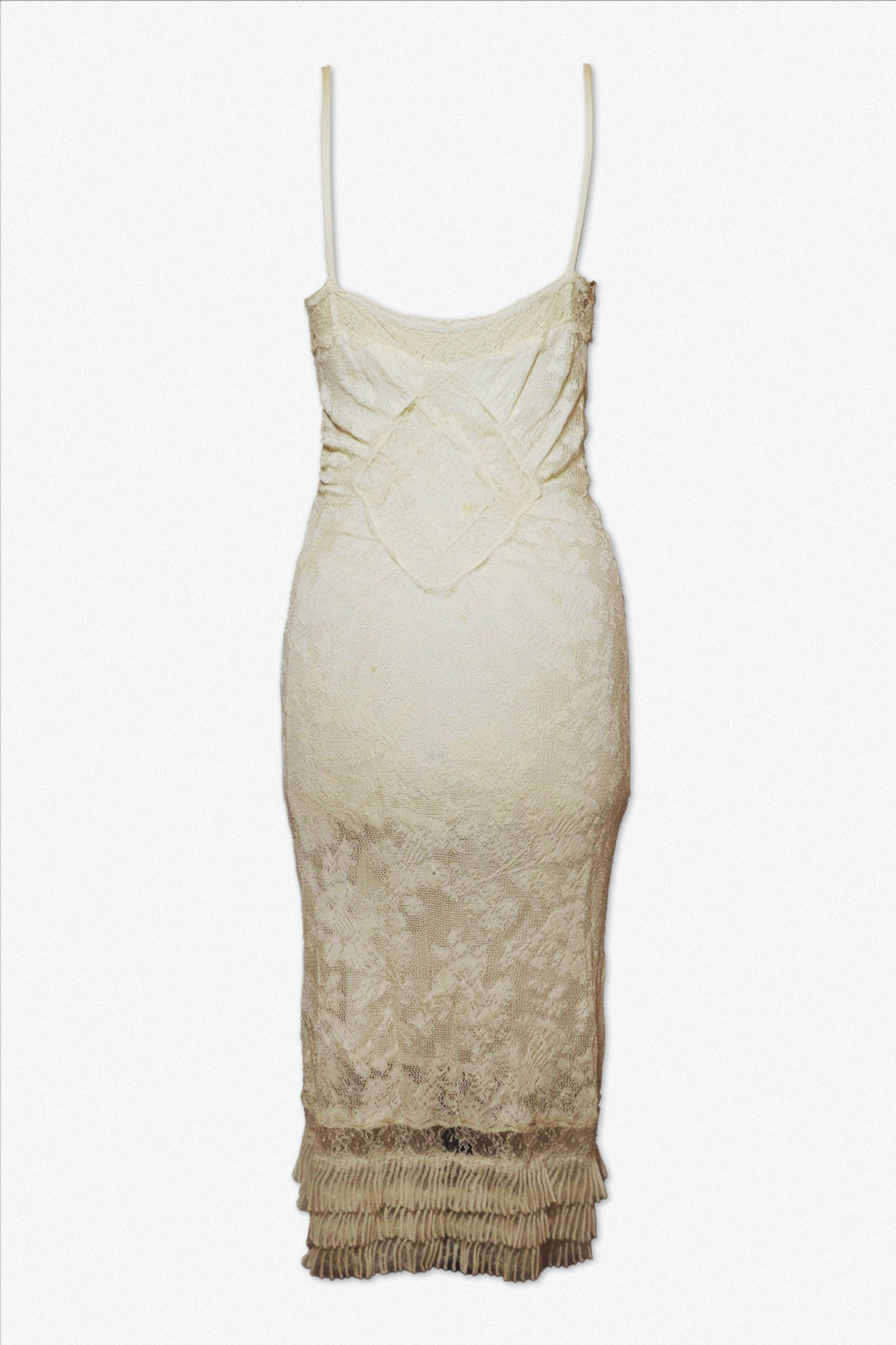F/W 2005 Christian Dior by John Galliano Sheer Ivory Lace Dress