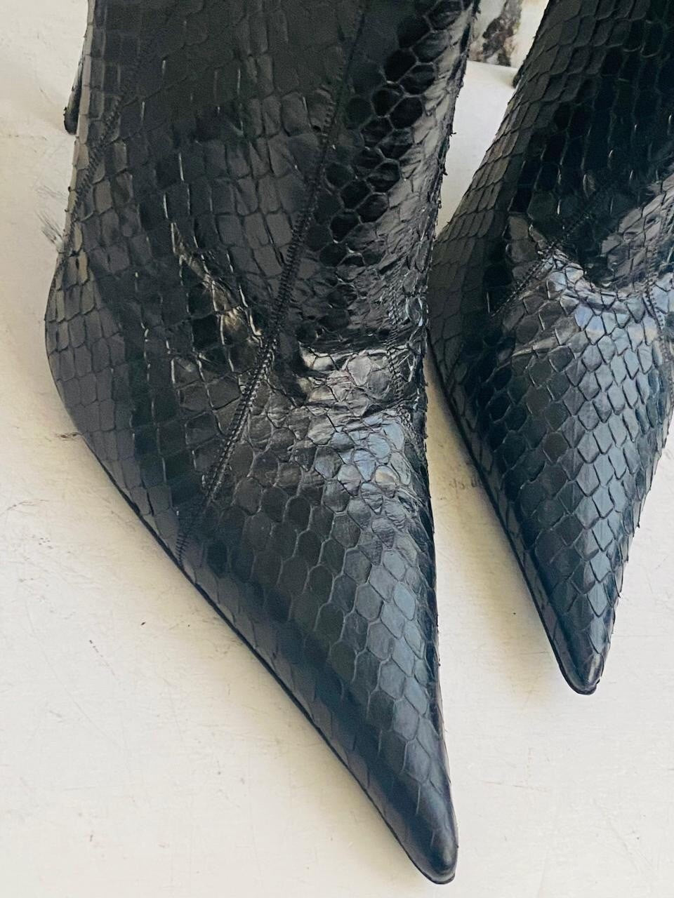 Gianmarco Lorenzi Best Women Boots  Premium Snake Leather High Heels Size 39