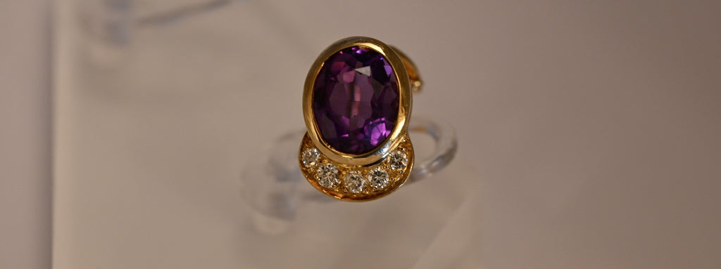 18k Gold vintage earrings Diamonds, Amethyst, Stunning, impressive, w/ appraisal