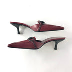 NIB Vintage Gucci Horsebit Wine Leather Pointed Toe Kitten Heel Pumps Mules 8.5
