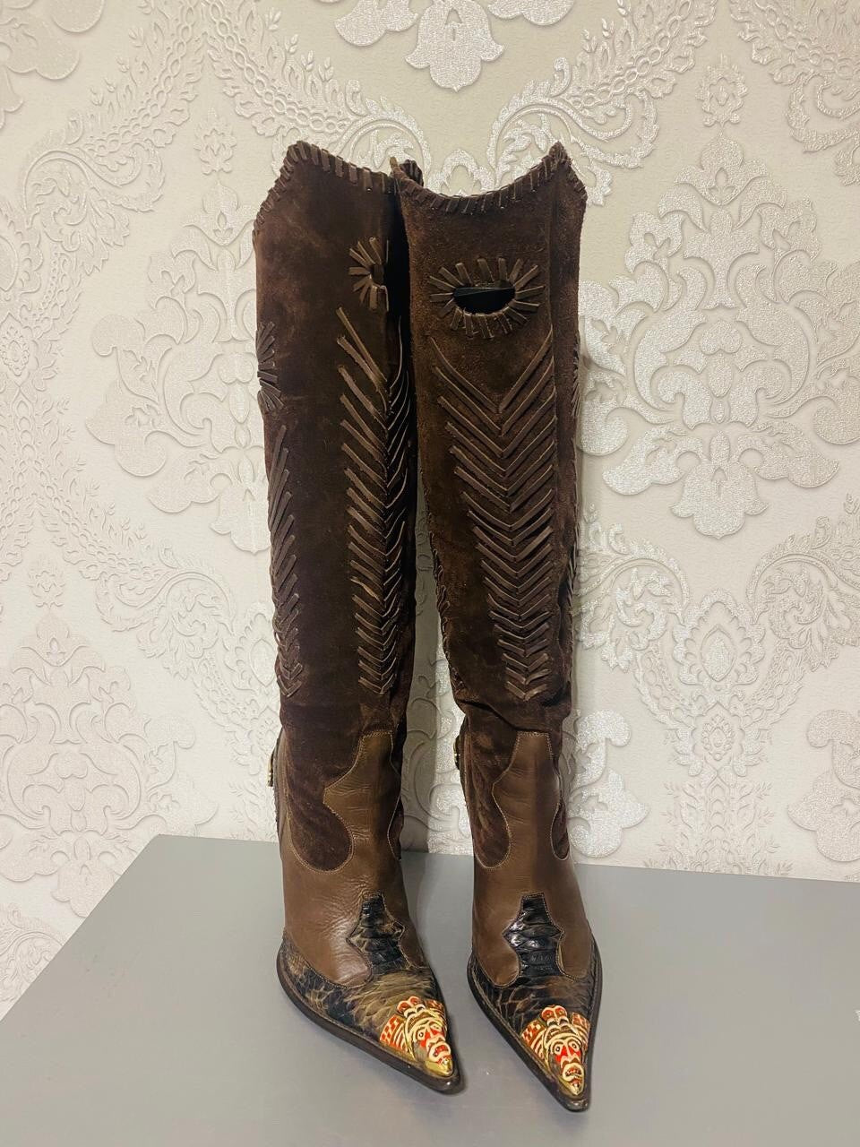 Gianmarco Lorenzi Limited Cowboy Women Boots Very Sexy Heels Size 37