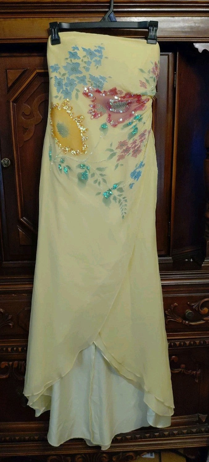 Vintage Cache Yellow Beaded Maxi Dress
