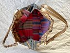Isabella Fiore Black and Gold Floral Embroidered Leather Shoulder Bag
