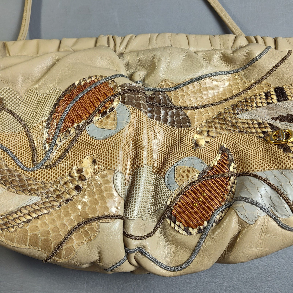 Carlo Fiori 1980s Snakeskin Patchwork Leather Shoulder Bag