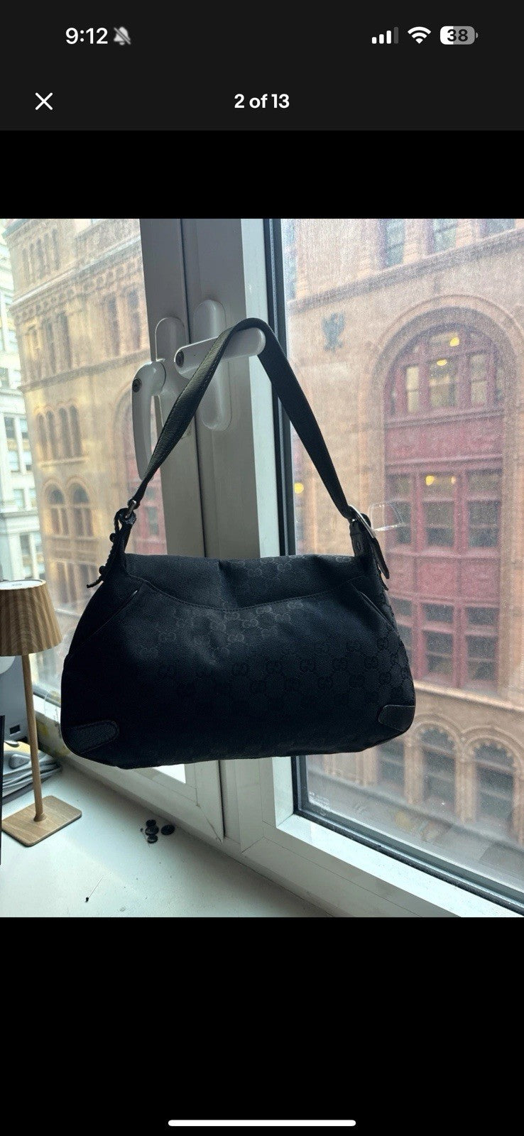 Black Gucci shoulder bag 2003 Tom Ford horsebit detail