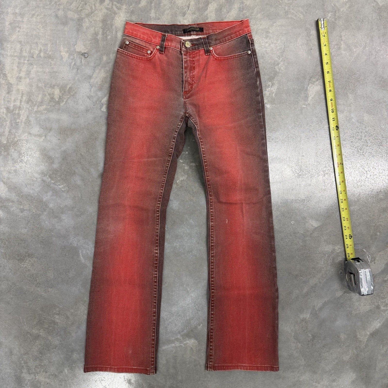 Vintage Roberto Cavalli Red Gradient Jeans “Devil Harmony” AW 2003 - Small