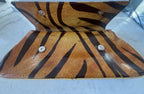 Vintage Francesco Biasia Tiger Stripe Leather Clutch Bag Italy Magnetic Snap
