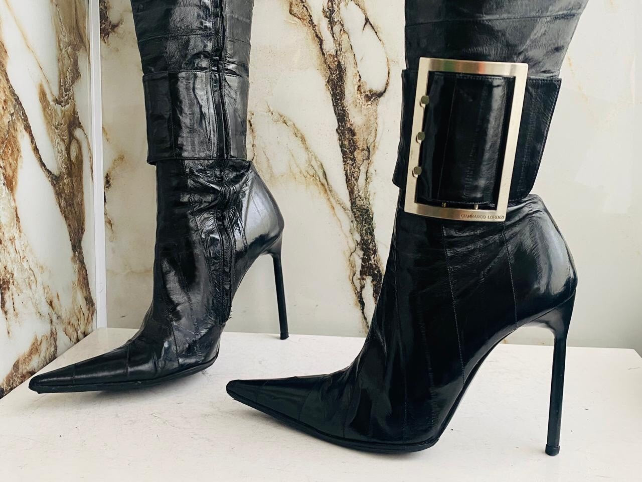 Gianmarco Lorenzi Women Boots  High Heels Eel leather Italian Boots Size 38