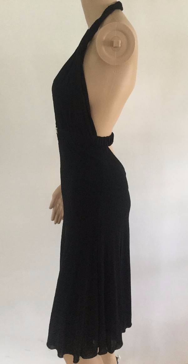 Versace Vintage Plunging Halter Embellished Dress Size 42
