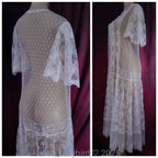 Vintage CHANTILLY Lace DRESS Drop Waist SHEER Lingerie Gown Victorian Bride ~L