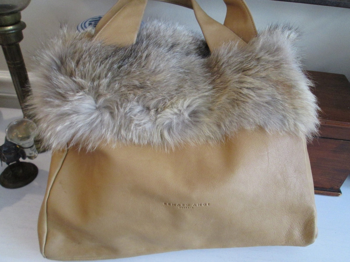 Renato Angi Venezia Genuine Leather Bag with Fox Fur Trim