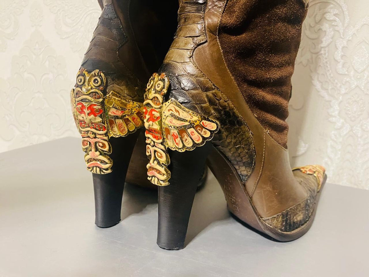 Gianmarco Lorenzi Limited Cowboy Women Boots Very Sexy Heels Size 37