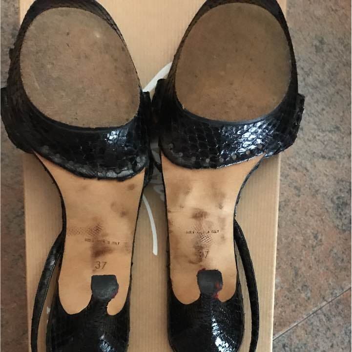 René Caovilla Crystal Embellished Slingback High Heels Black Size 38