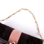 GUCCI GG Velvet Horsebit Gold Chain Shoulder Bag 131471 205118 Auth #57544A