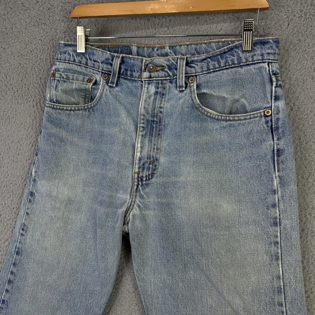 Vintage Levis 505 Jeans Mens 33x34 (32x33.5) Light Wash Straight Denim USA 90s