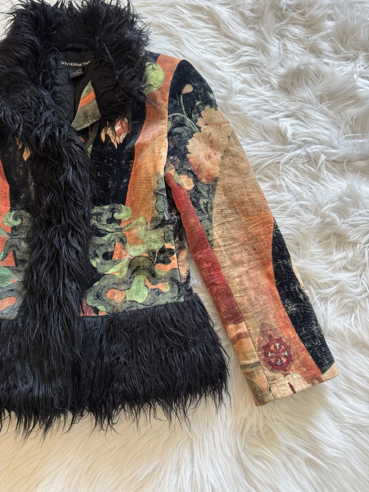 Vivienne Tam Buddha Fur Trim Coat Multicolor Size 1
