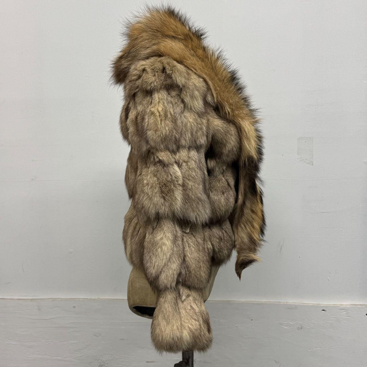 Vintage Y2K Brown Raccoon and Fox Fur Jacket